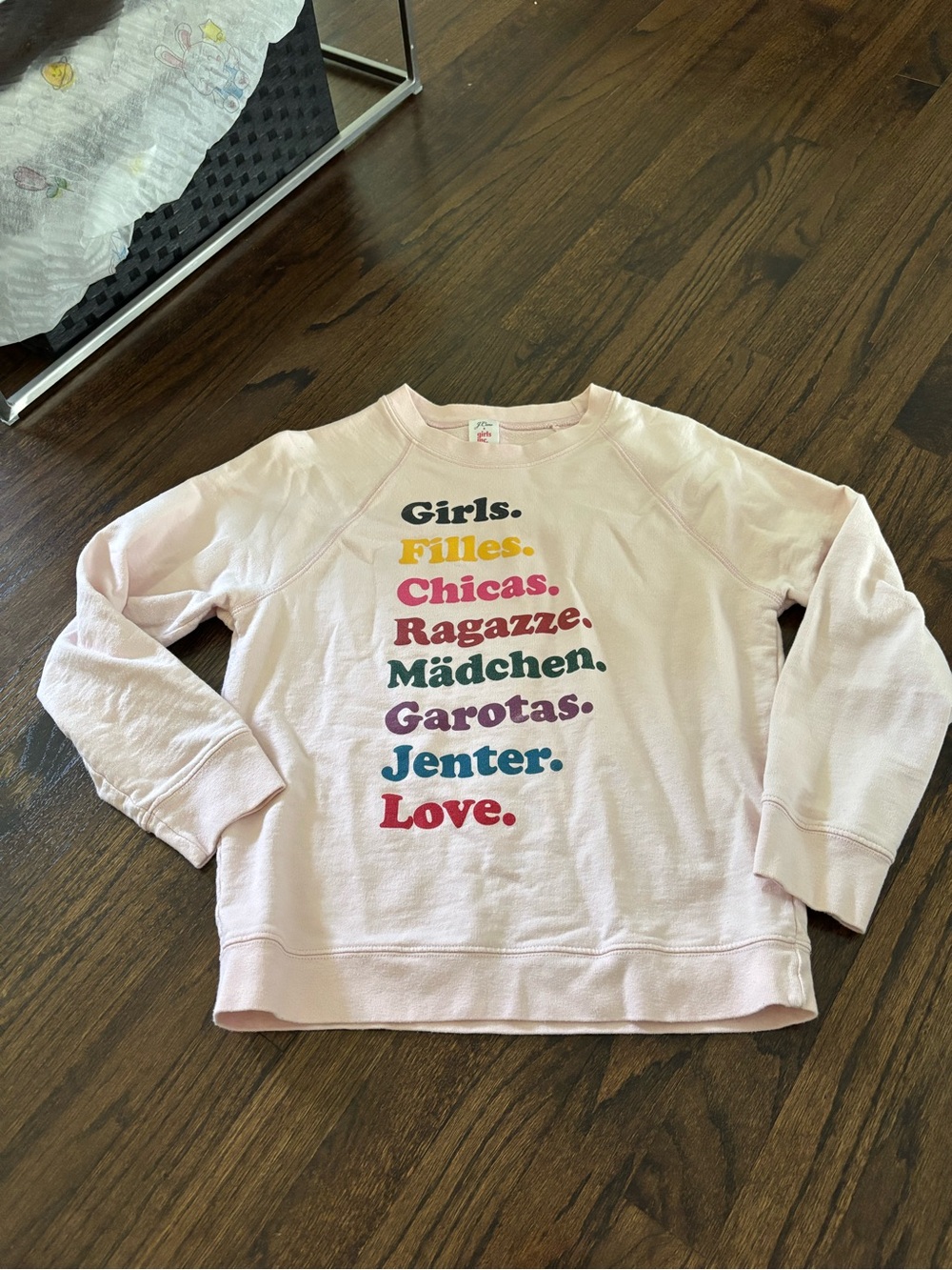 J. Crew Girls Light Pink Multicolor Text Sweatshirt